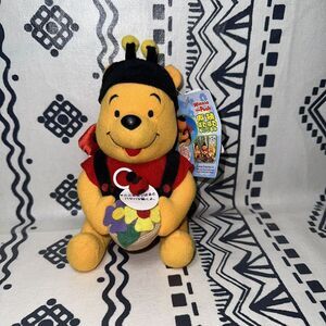 RARE SEGA DISNEY WINNIE POOH BEAR AS LADYBUG-WINGS CAN MOVE PLUSH W/TAG SOFT TOY